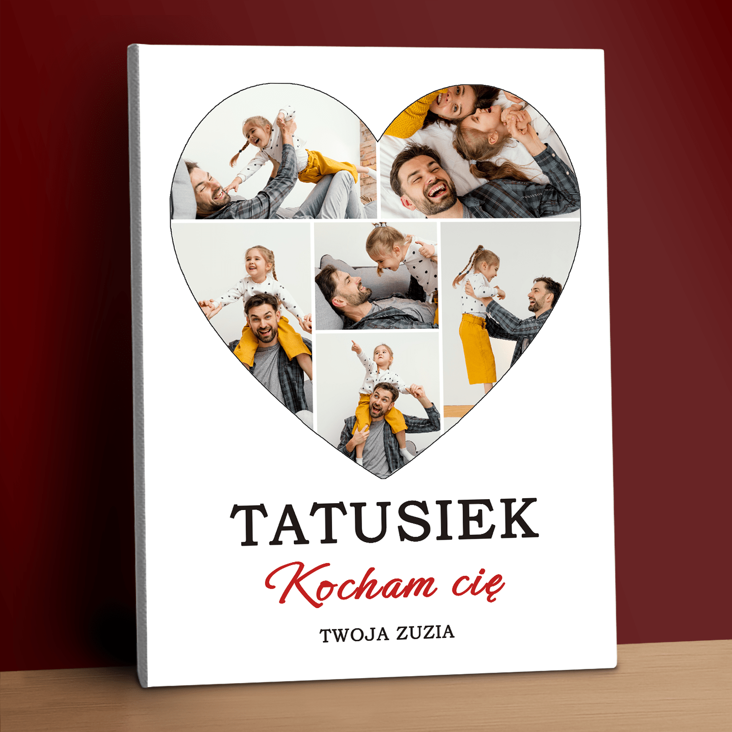 Kolaż serce + tekst - personalizowany druk na płótnie - Emmygift.pl