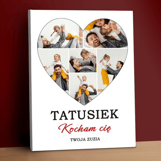 Kolaż serce + tekst - personalizowany druk na płótnie - Emmygift.pl