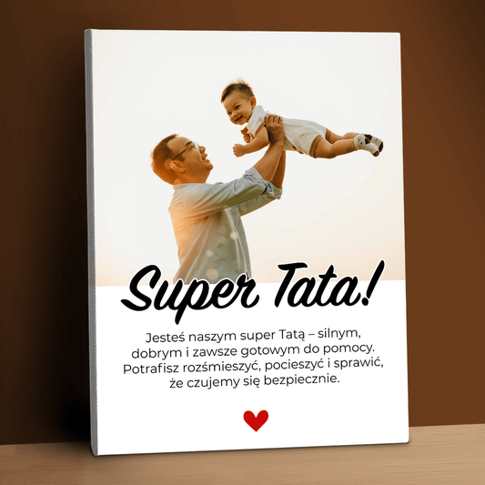 Super Tata! - personalizowany druk na płótnie - Emmygift.pl
