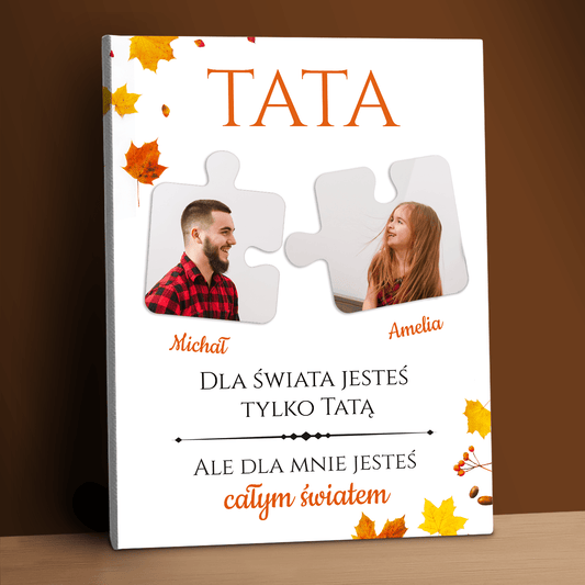 Tata całym moim światem - personalizowany druk na płótnie - Emmygift.pl