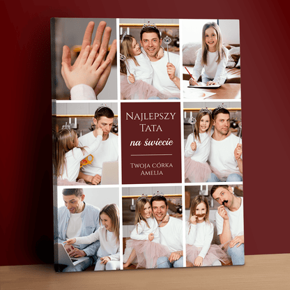 Kolaż zdjęć najlepszego taty na świecie - personalizowany druk na płótnie - Emmygift.pl