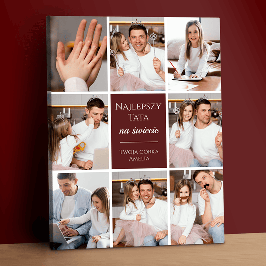 Kolaż zdjęć najlepszego taty na świecie - personalizowany druk na płótnie - Emmygift.pl