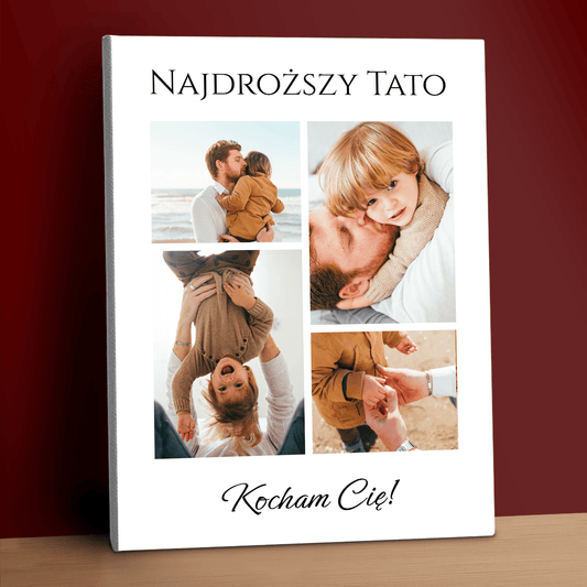 Najdroższy tato kolaż - personalizowany druk na płótnie - Emmygift.pl