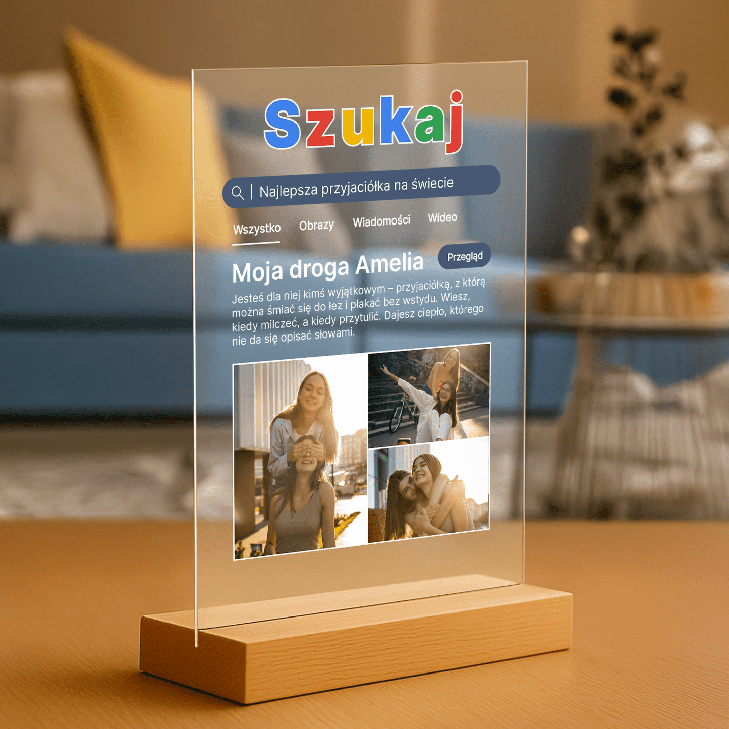 Przyjaciółka - druk na szkle akrylowym dla przyjaciółki - Emmygift.pl