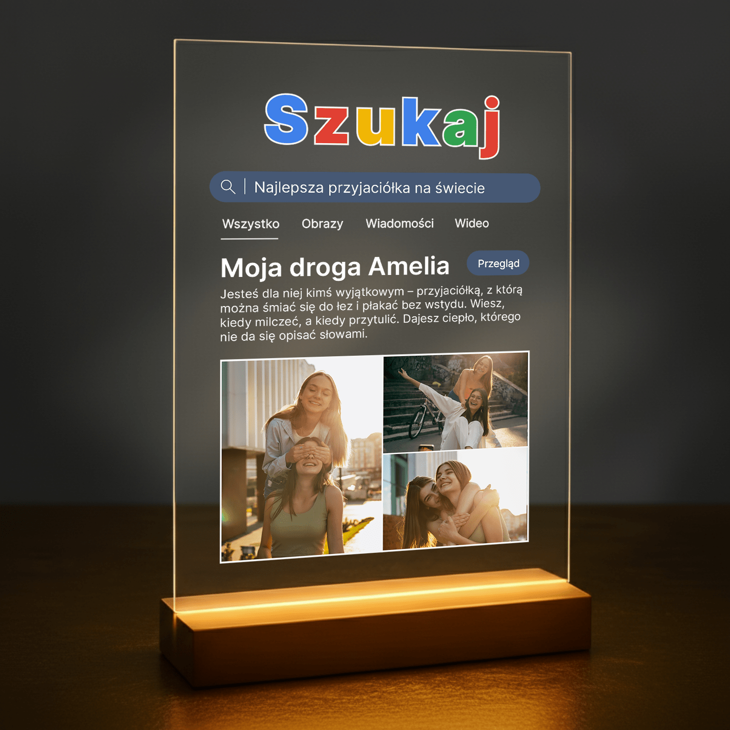 Przyjaciółka - druk na szkle akrylowym dla przyjaciółki - Emmygift.pl