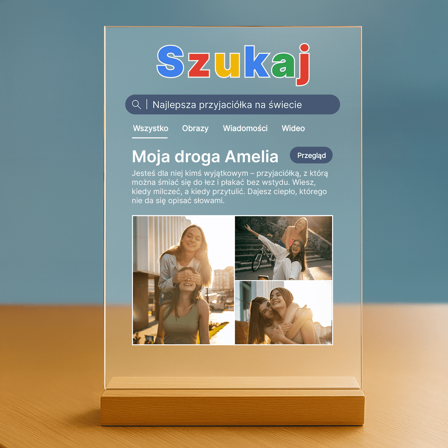 Przyjaciółka - druk na szkle akrylowym dla przyjaciółki - Emmygift.pl