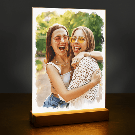 Przyjaciółki jak namalowane w akwareli - portret na szkle akrylowym dla przyjaciółki - Emmygift.pl