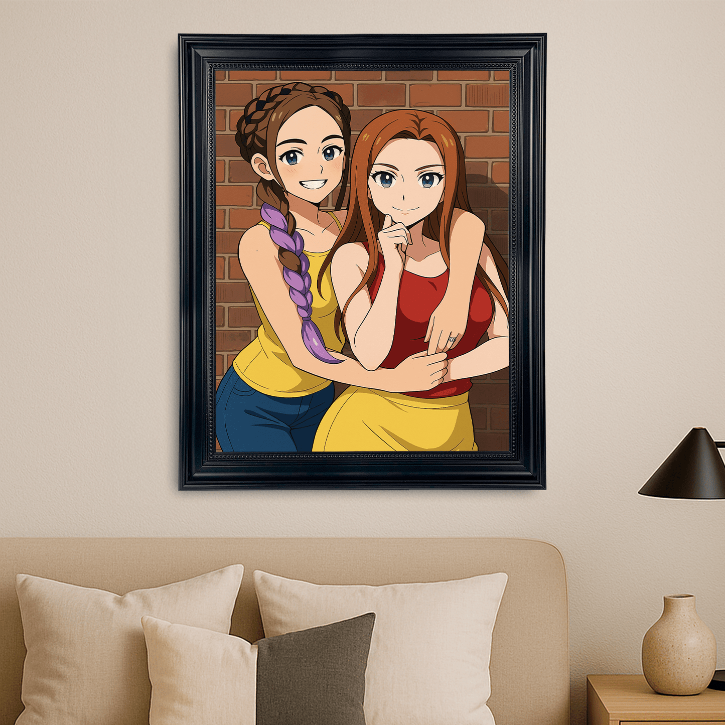Przyjaciółki jak z Anime - portret na płótnie dla przyjaciółki - Emmygift.pl