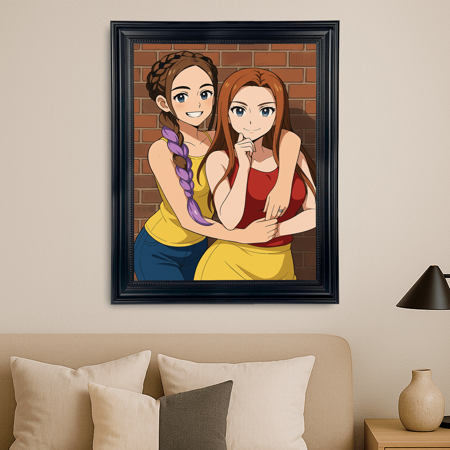 Przyjaciółki jak z Anime - portret na płótnie dla przyjaciółki - Emmygift.pl