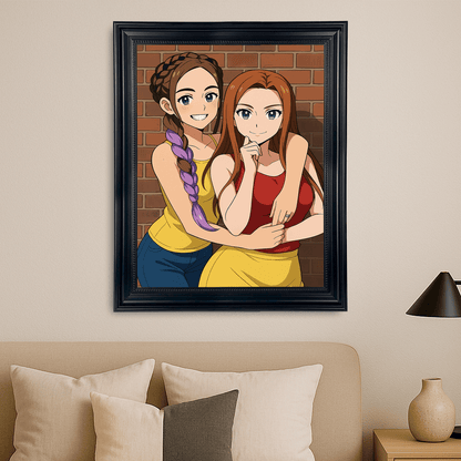 Przyjaciółki jak z Anime - portret na płótnie dla przyjaciółki - Emmygift.pl