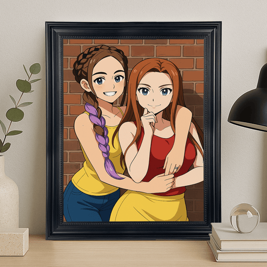Przyjaciółki jak z Anime - portret na płótnie dla przyjaciółki - Emmygift.pl