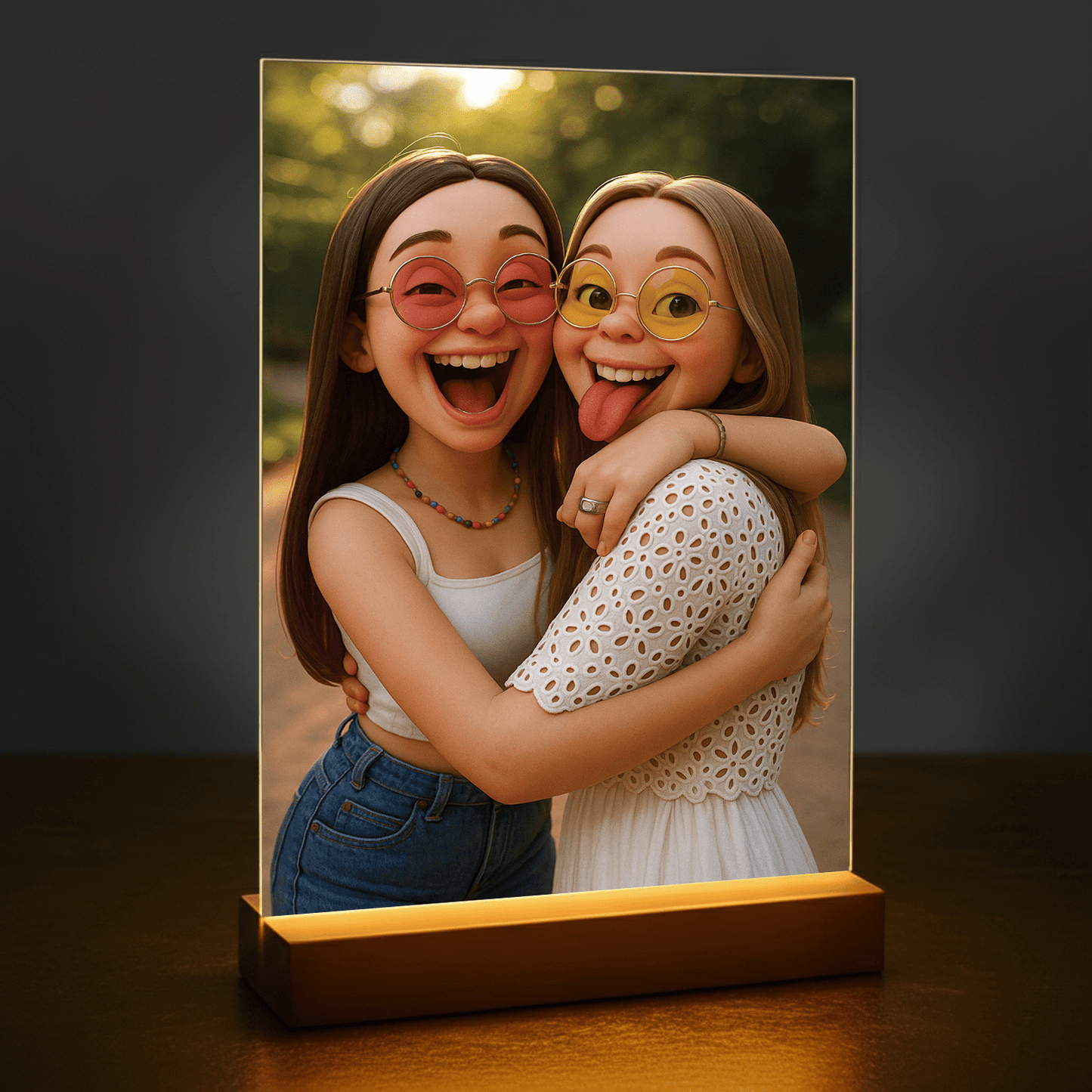 Przyjaciółki jak z filmu animowanego - portret na szkle akrylowym dla przyjaciółki - Emmygift.pl