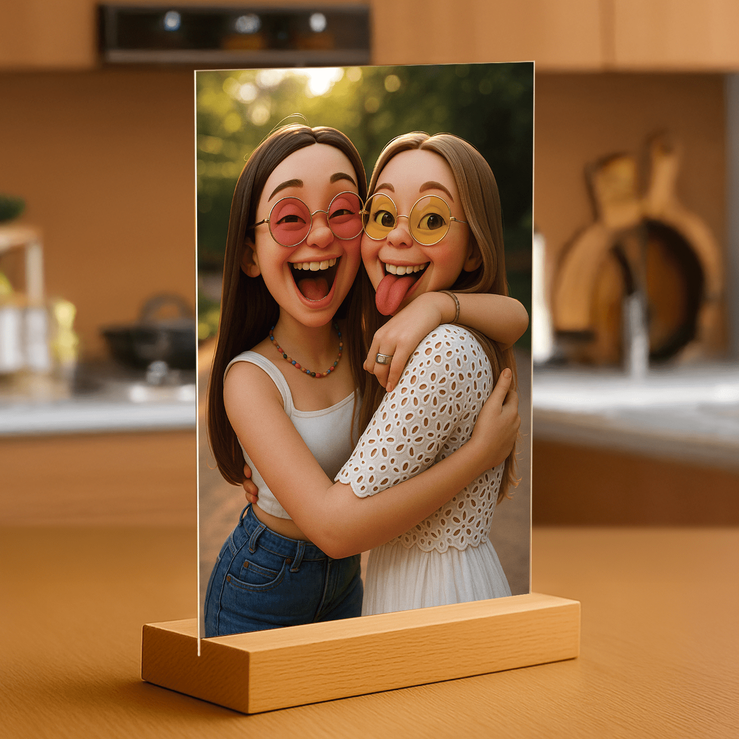 Przyjaciółki jak z filmu animowanego - portret na szkle akrylowym dla przyjaciółki - Emmygift.pl