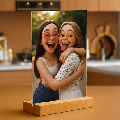 Przyjaciółki jak z filmu animowanego - portret na szkle akrylowym dla przyjaciółki - Emmygift.pl