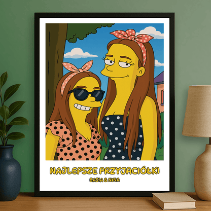 Przyjaciółki jak z Simpsonów - portret na plakacie dla przyjaciółki - Emmygift.pl