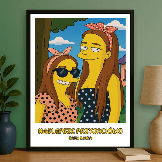 Przyjaciółki jak z Simpsonów - portret na plakacie dla przyjaciółki - Emmygift.pl
