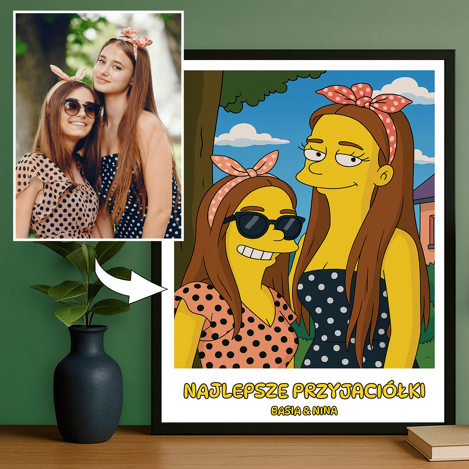 Przyjaciółki jak z Simpsonów - portret na plakacie dla przyjaciółki - Emmygift.pl