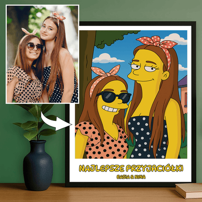Przyjaciółki jak z Simpsonów - portret na plakacie dla przyjaciółki - Emmygift.pl