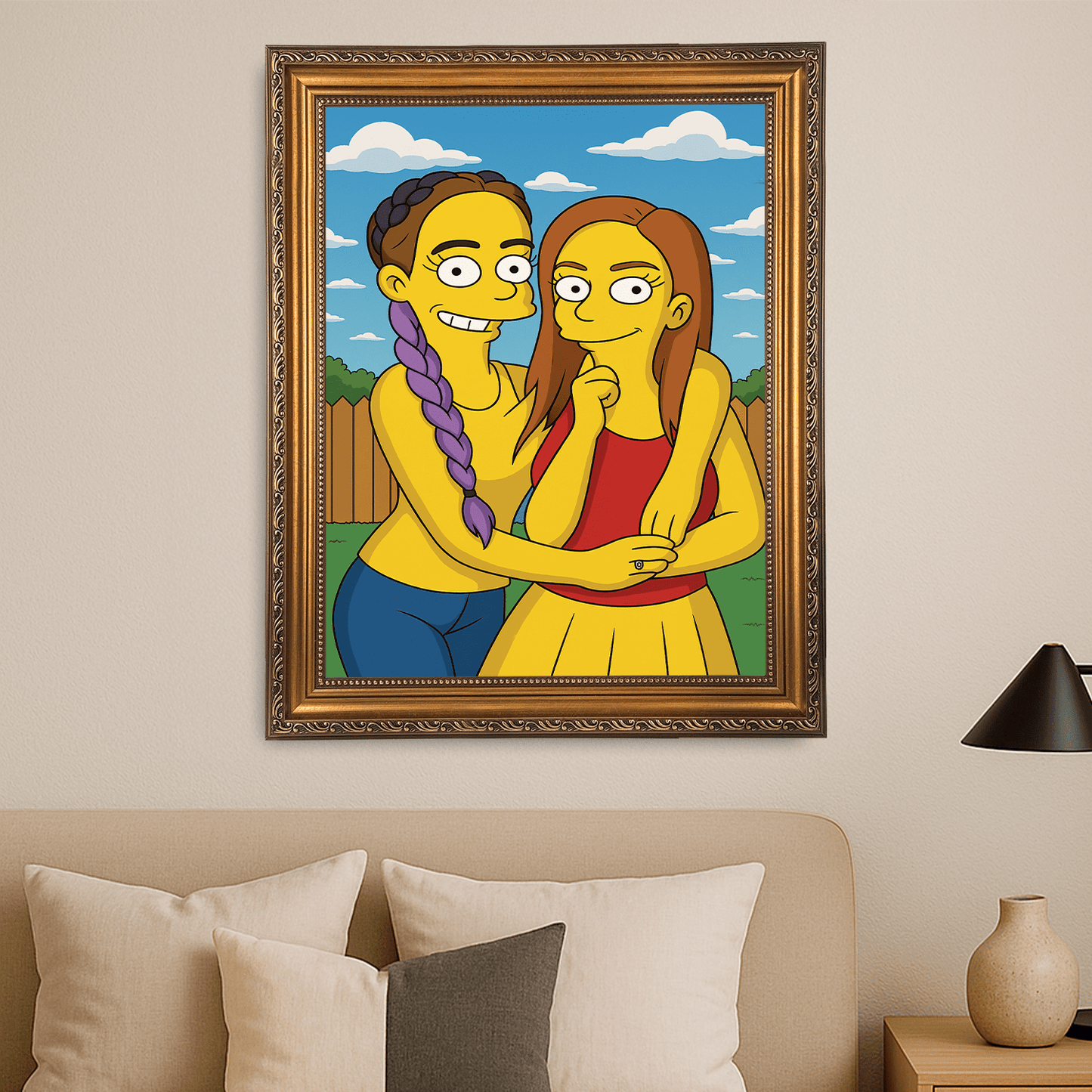 Przyjaciółki jak z Simpsonów - portret na płótnie dla przyjaciółki - Emmygift.pl