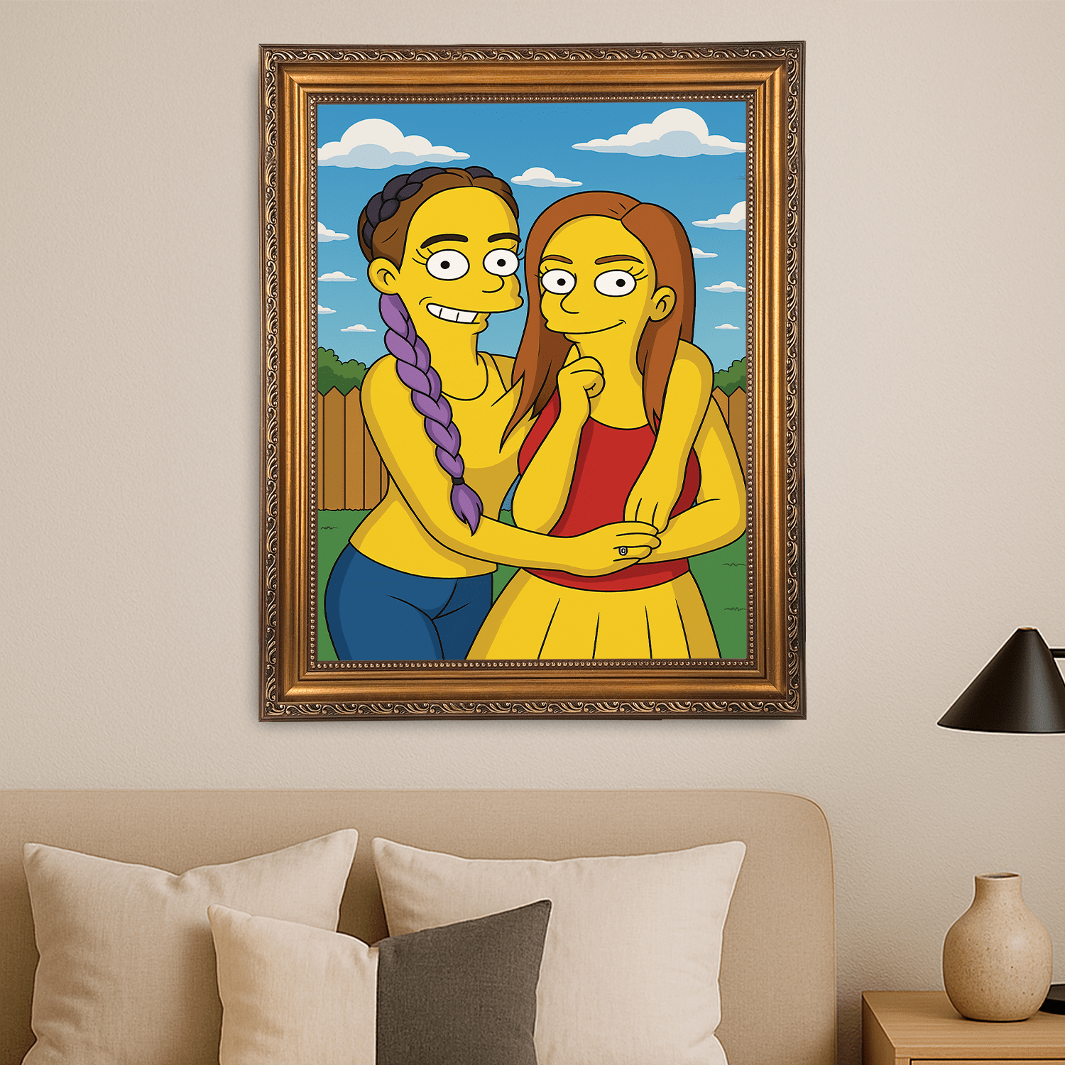 Przyjaciółki jak z Simpsonów - portret na płótnie dla przyjaciółki - Emmygift.pl