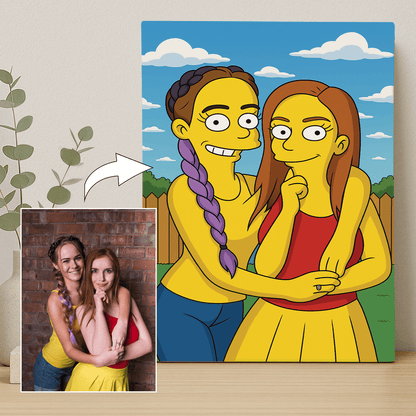 Przyjaciółki jak z Simpsonów - portret na płótnie dla przyjaciółki - Emmygift.pl