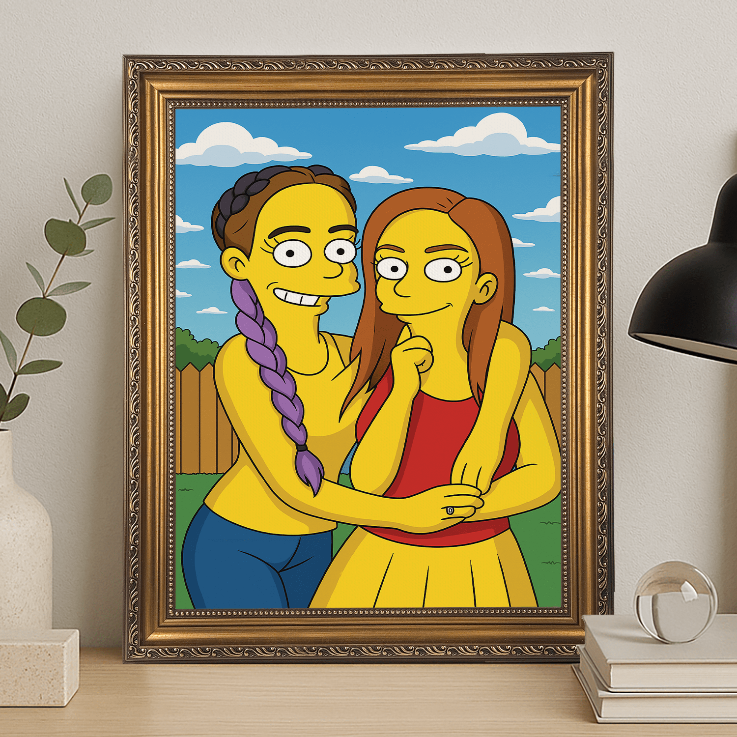 Przyjaciółki jak z Simpsonów - portret na płótnie dla przyjaciółki - Emmygift.pl