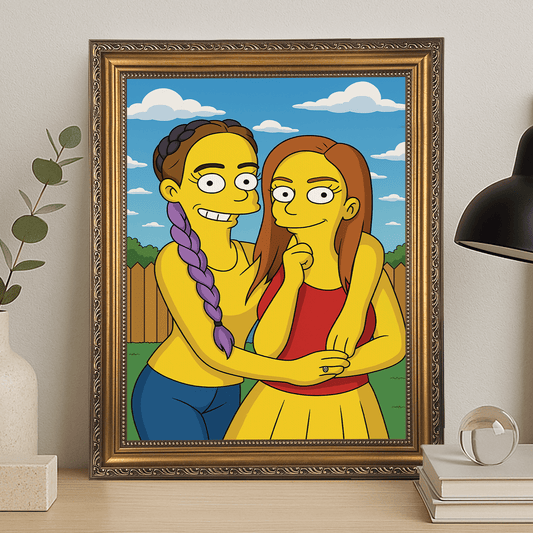 Przyjaciółki jak z Simpsonów - portret na płótnie dla przyjaciółki - Emmygift.pl