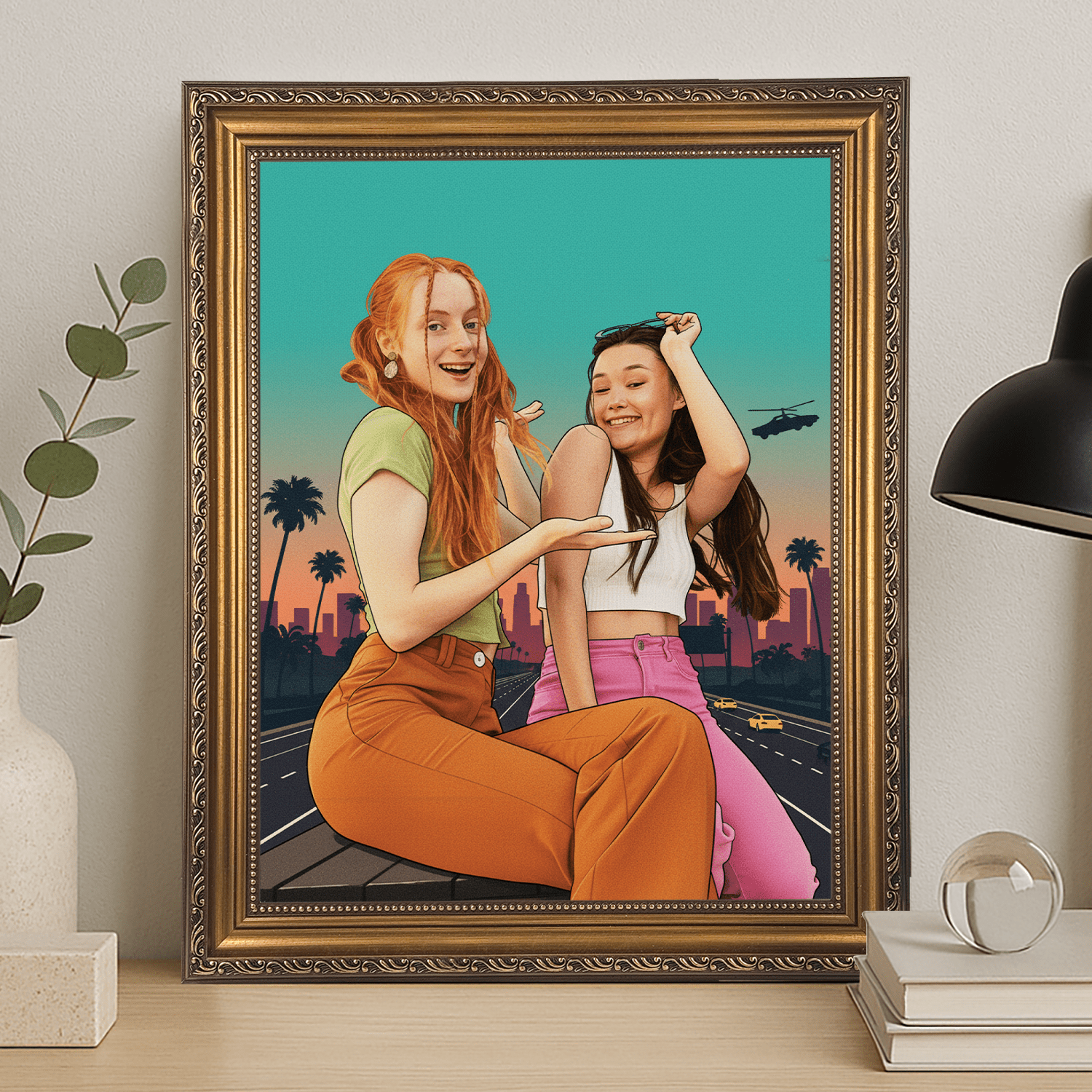 Przyjaciółki jako postacie z gry - portret na płótnie dla przyjaciółki - Emmygift.pl