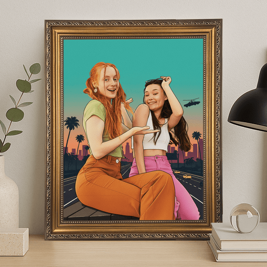 Przyjaciółki jako postacie z gry - portret na płótnie dla przyjaciółki - Emmygift.pl