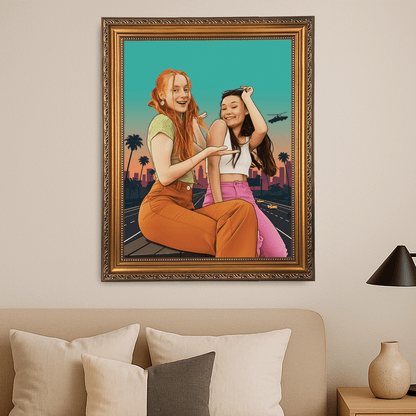 Przyjaciółki jako postacie z gry - portret na płótnie dla przyjaciółki - Emmygift.pl