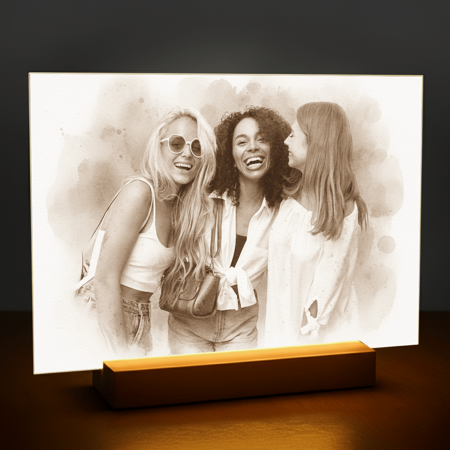 Przyjaciółki w efekcie coffee - portret na szkle akrylowym dla przyjaciółki - Emmygift.pl