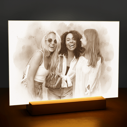 Przyjaciółki w efekcie coffee - portret na szkle akrylowym dla przyjaciółki - Emmygift.pl