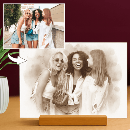 Przyjaciółki w efekcie coffee - portret na szkle akrylowym dla przyjaciółki - Emmygift.pl