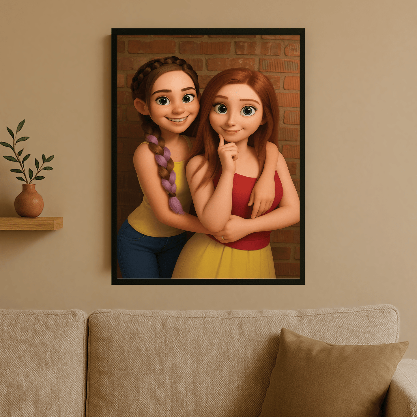 Przyjaciółki w stylu animacji 3D - portret na plakacie dla przyjaciółki - Emmygift.pl