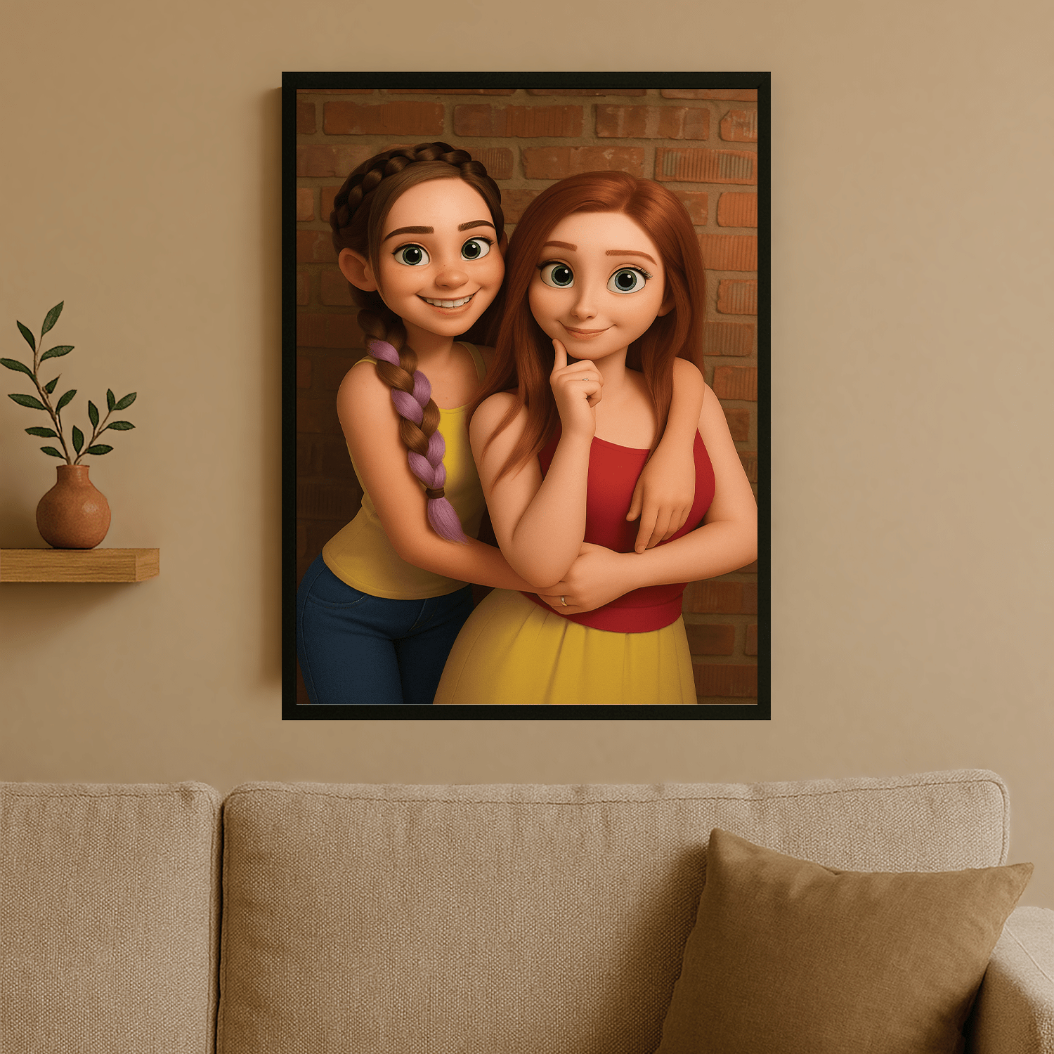 Przyjaciółki w stylu animacji 3D - portret na plakacie dla przyjaciółki - Emmygift.pl