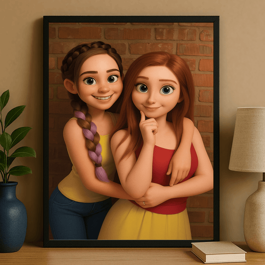 Przyjaciółki w stylu animacji 3D - portret na plakacie dla przyjaciółki - Emmygift.pl