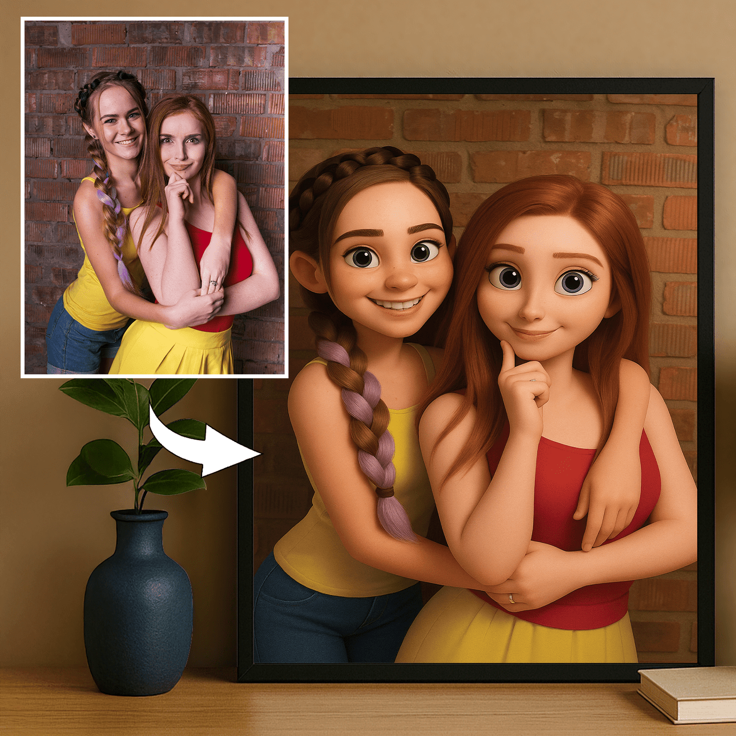 Przyjaciółki w stylu animacji 3D - portret na plakacie dla przyjaciółki - Emmygift.pl