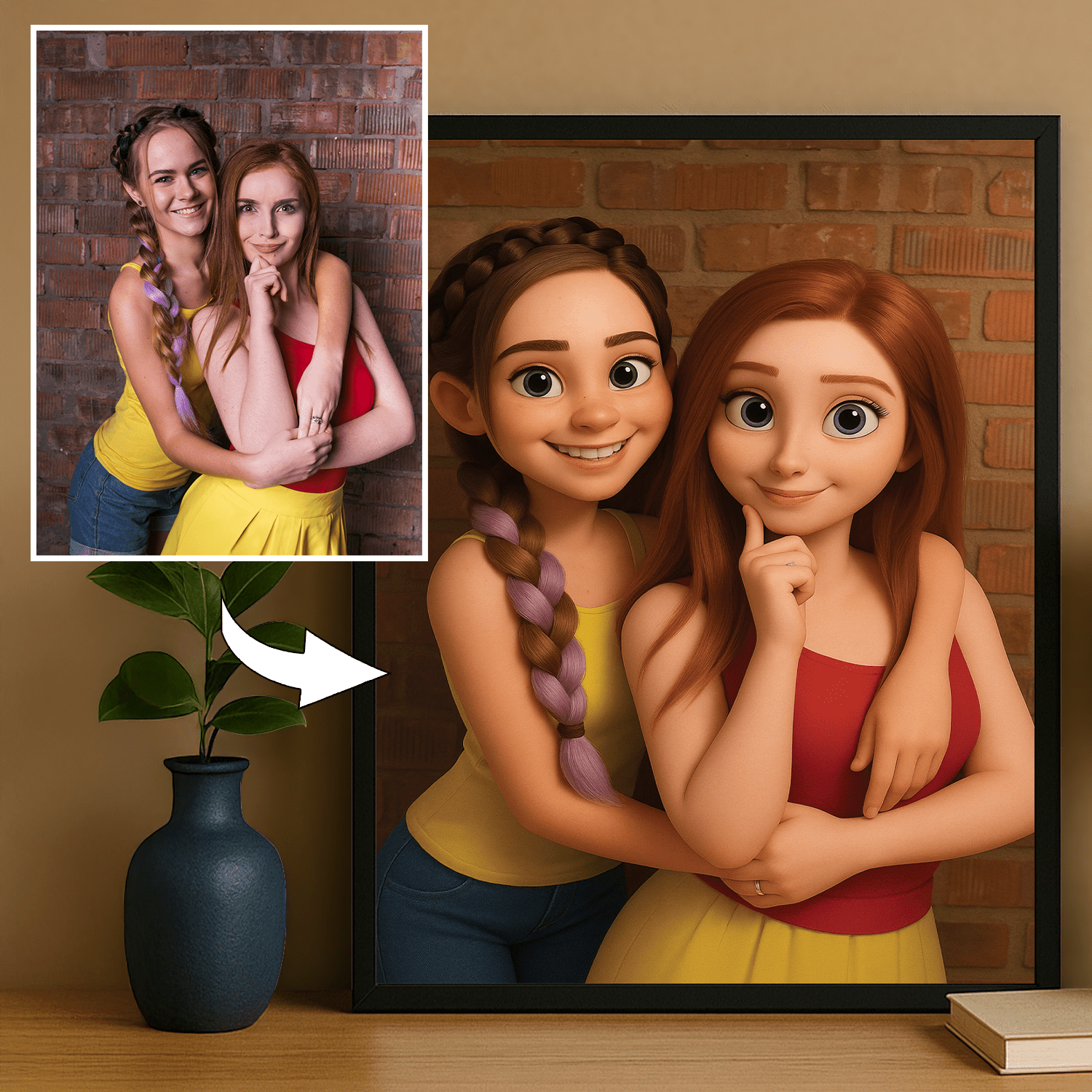 Przyjaciółki w stylu animacji 3D - portret na plakacie dla przyjaciółki - Emmygift.pl