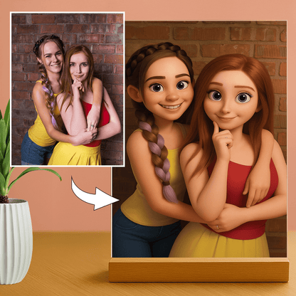 Przyjaciółki w stylu animacji 3D - portret na szkle akrylowym dla przyjaciółki - Emmygift.pl