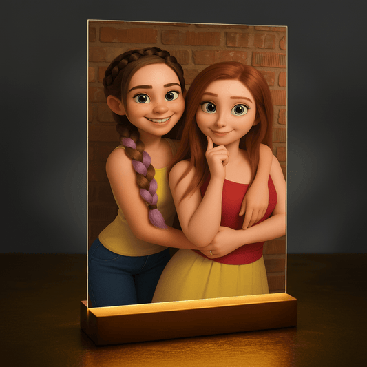 Przyjaciółki w stylu animacji 3D - portret na szkle akrylowym dla przyjaciółki - Emmygift.pl