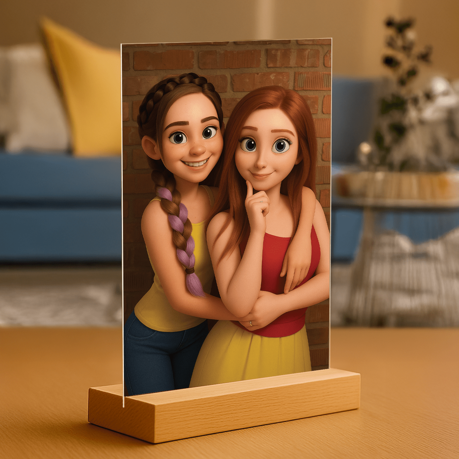 Przyjaciółki w stylu animacji 3D - portret na szkle akrylowym dla przyjaciółki - Emmygift.pl