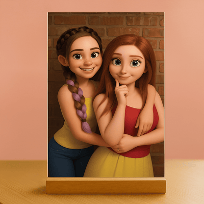 Przyjaciółki w stylu animacji 3D - portret na szkle akrylowym dla przyjaciółki - Emmygift.pl