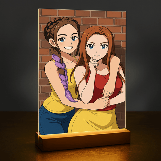 Przyjaciółki w stylu Anime - portret na szkle akrylowym dla przyjaciółki - Emmygift.pl