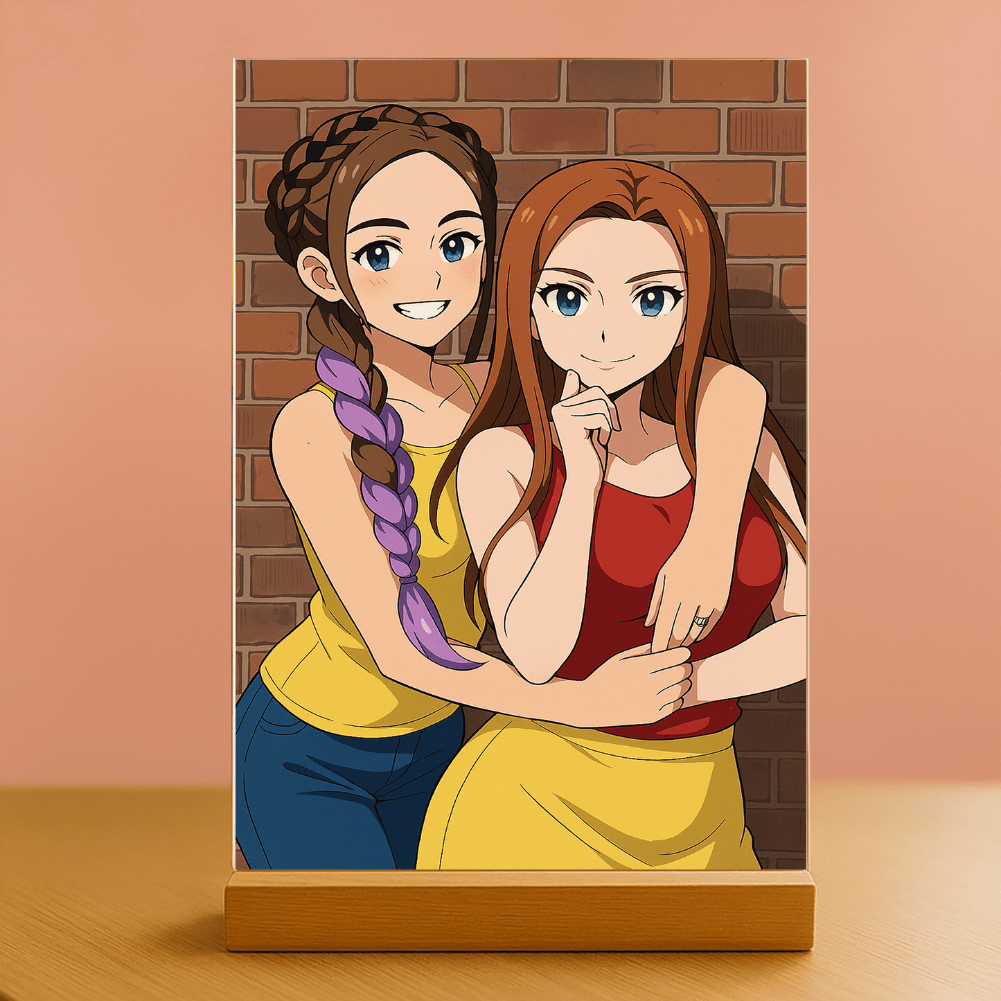 Przyjaciółki w stylu Anime - portret na szkle akrylowym dla przyjaciółki - Emmygift.pl