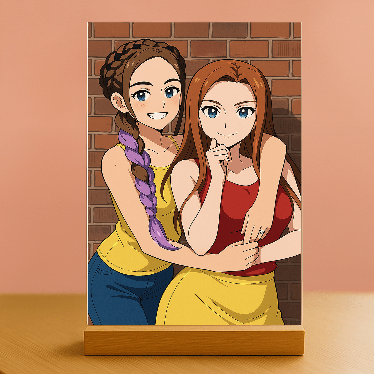 Przyjaciółki w stylu Anime - portret na szkle akrylowym dla przyjaciółki - Emmygift.pl