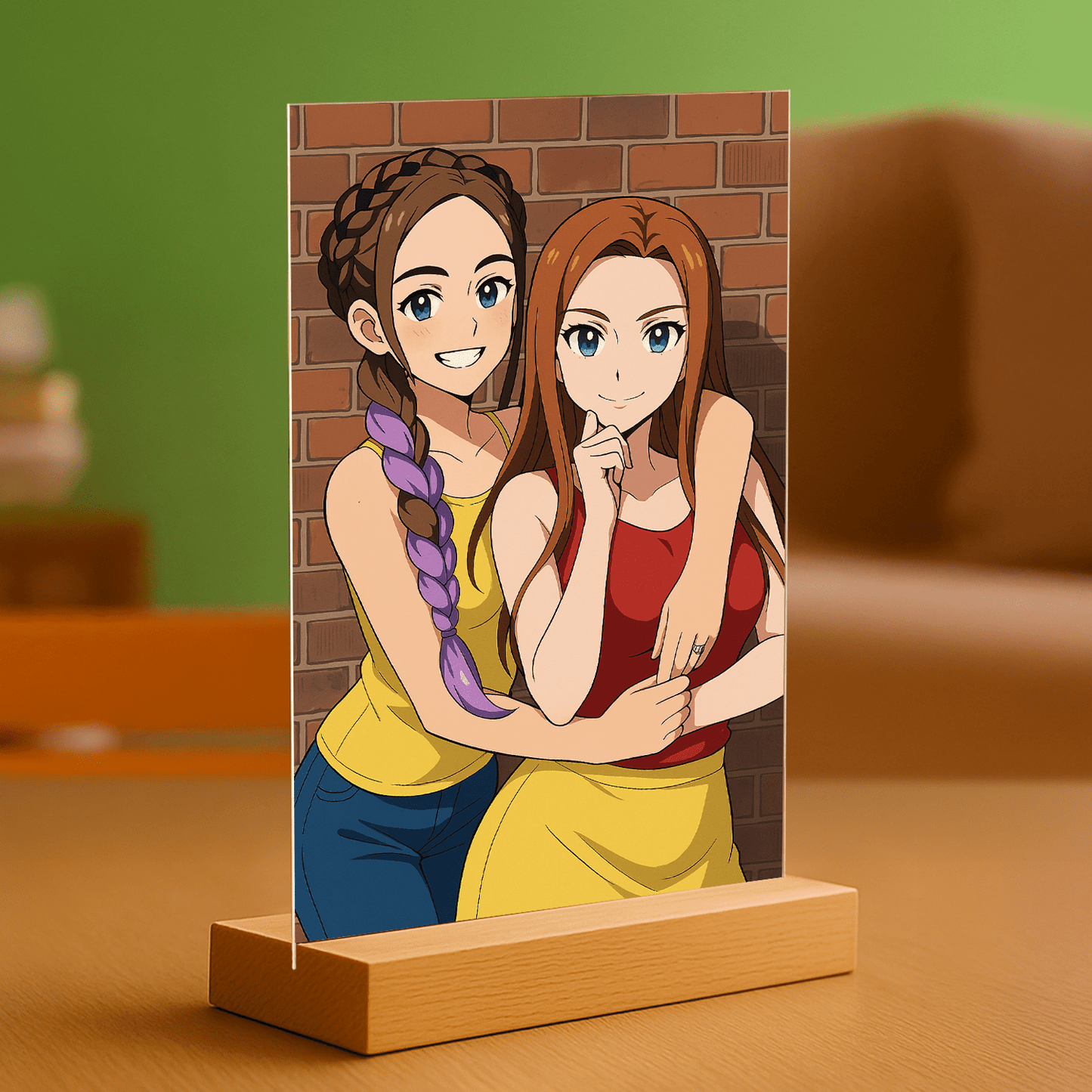 Przyjaciółki w stylu Anime - portret na szkle akrylowym dla przyjaciółki - Emmygift.pl