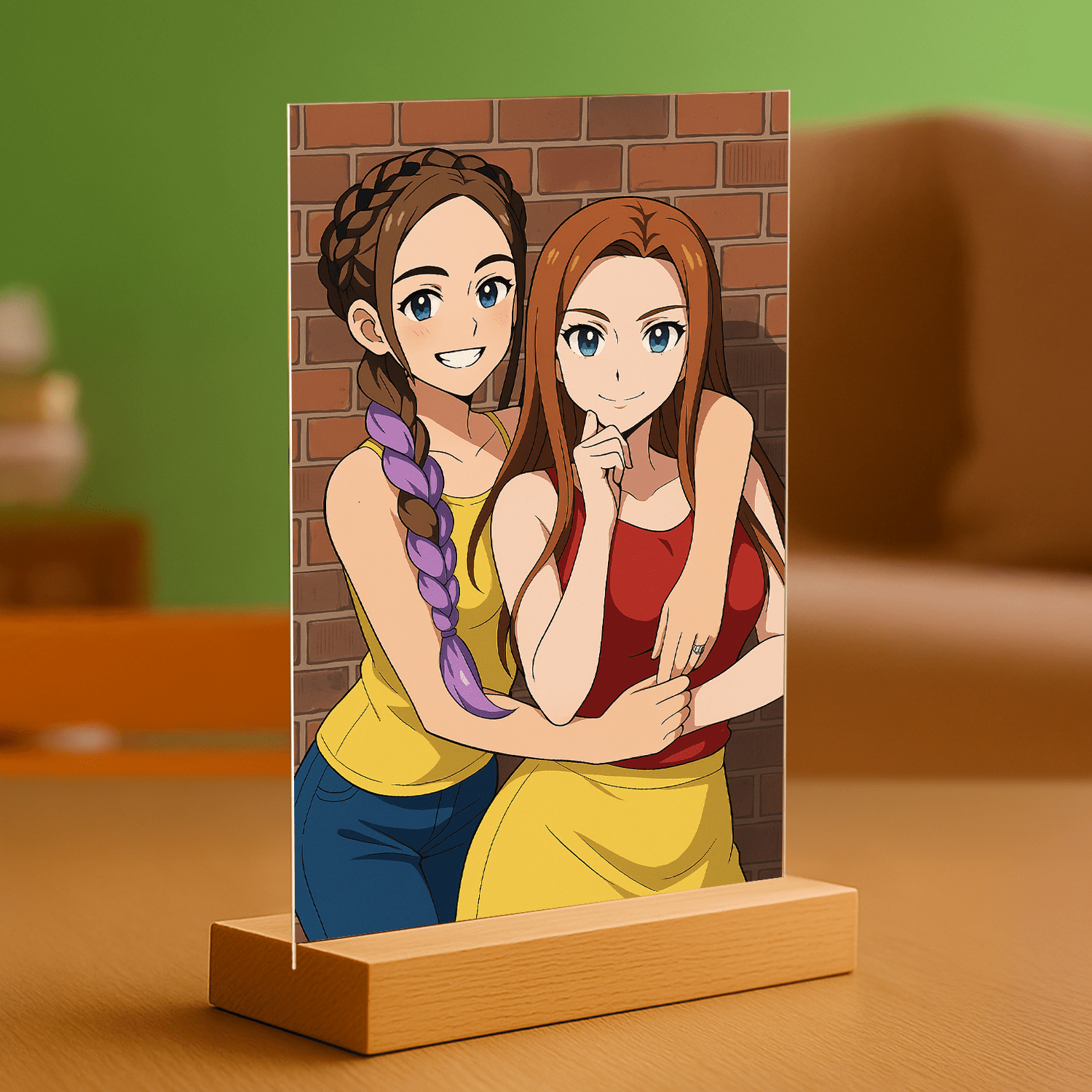 Przyjaciółki w stylu Anime - portret na szkle akrylowym dla przyjaciółki - Emmygift.pl