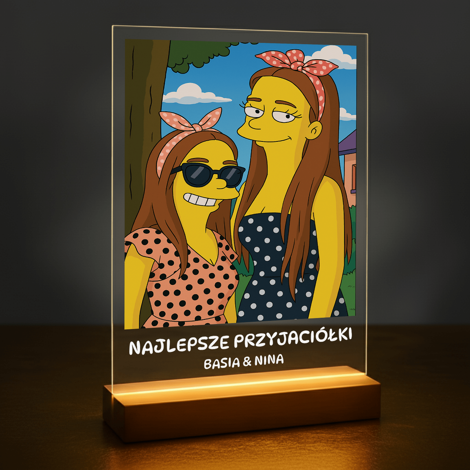 Przyjaciółki w stylu humorystycznej kreskówki - portret na szkle akrylowym dla przyjaciółki - Emmygift.pl