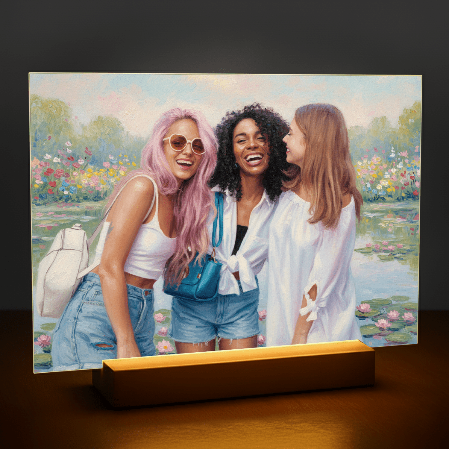 Przyjaciółki w stylu Monet - portret na szkle akrylowym dla przyjaciółki - Emmygift.pl