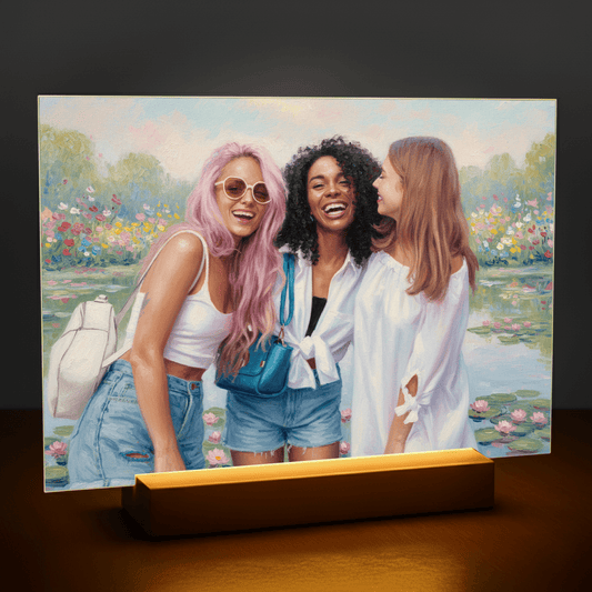 Przyjaciółki w stylu Monet - portret na szkle akrylowym dla przyjaciółki - Emmygift.pl
